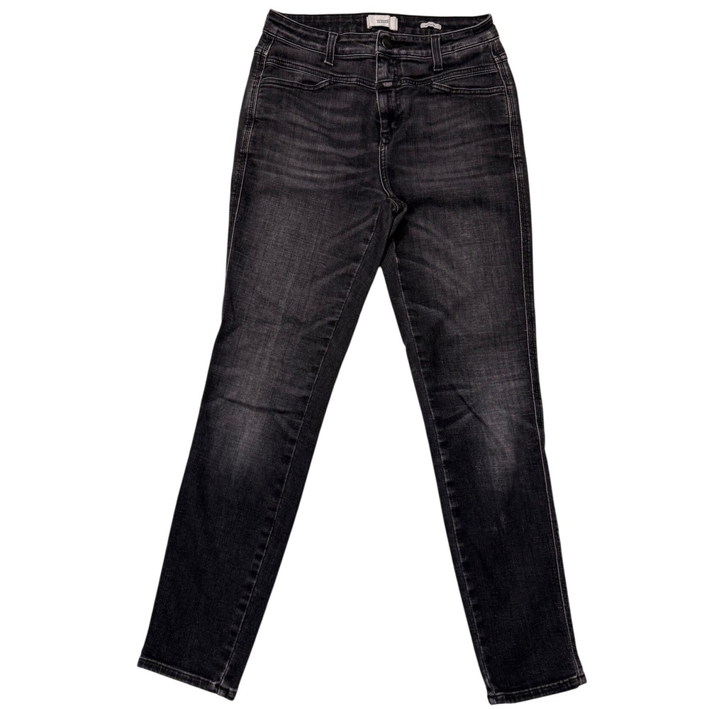 Closed Skinny Pusher Jeans Washed Black High Rise Denim C91231 Italy - 28